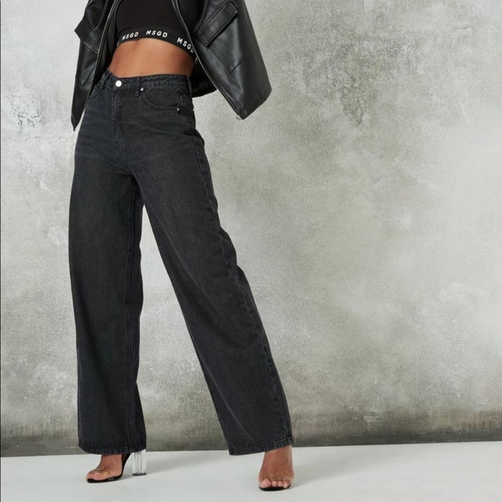 High rise wide leg straight jeans